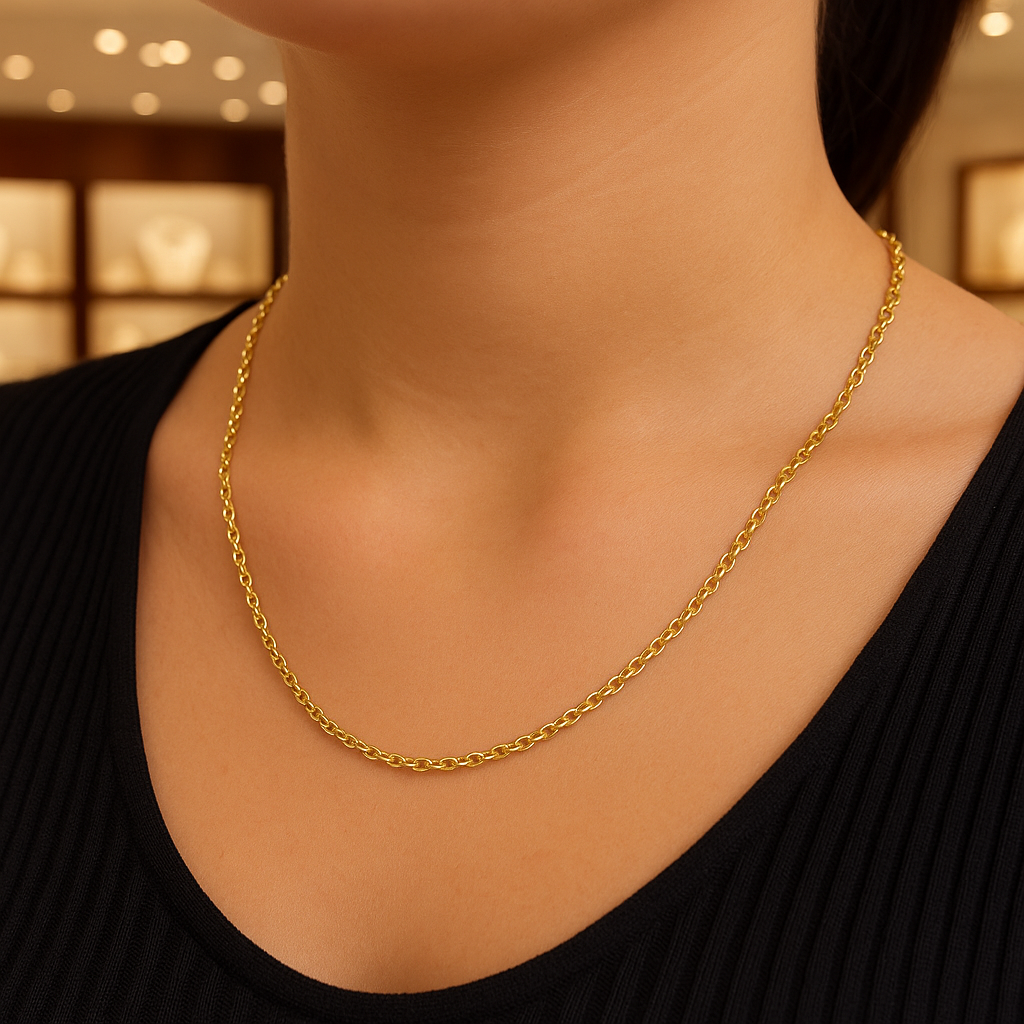 Elegant 18k Gold Necklace - Solid Gold Chain for Women - Luxury Anniversary Jewelry Gift - Real Gold Necklace - Gift for her