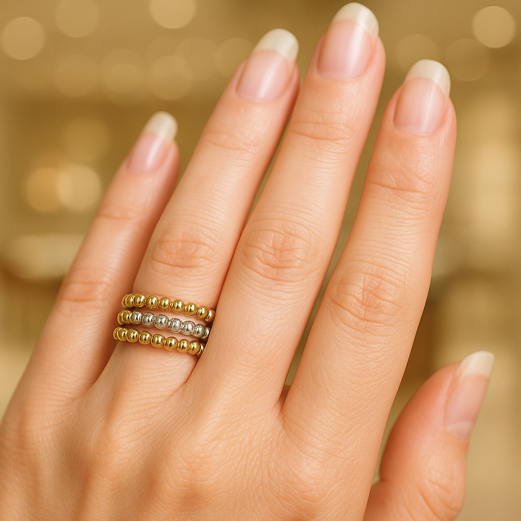 18k Gold Ring Bead Real Solid Gold Balls 18k, Gold Jewelry Lovers, 18k Bead Ring women, Anniversary Gift, Birthday Gift, Ring For Every Day