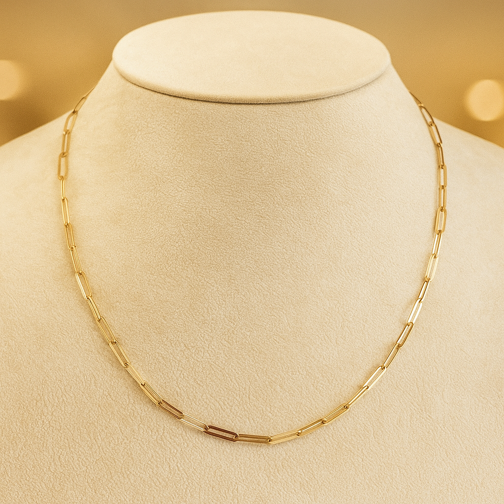 18k Gold Paperclip Necklace, Paperclip Chain Necklace, Necklace Chains, Necklaces for Women, Gold Jewelry, Everyday Layering Necklaces