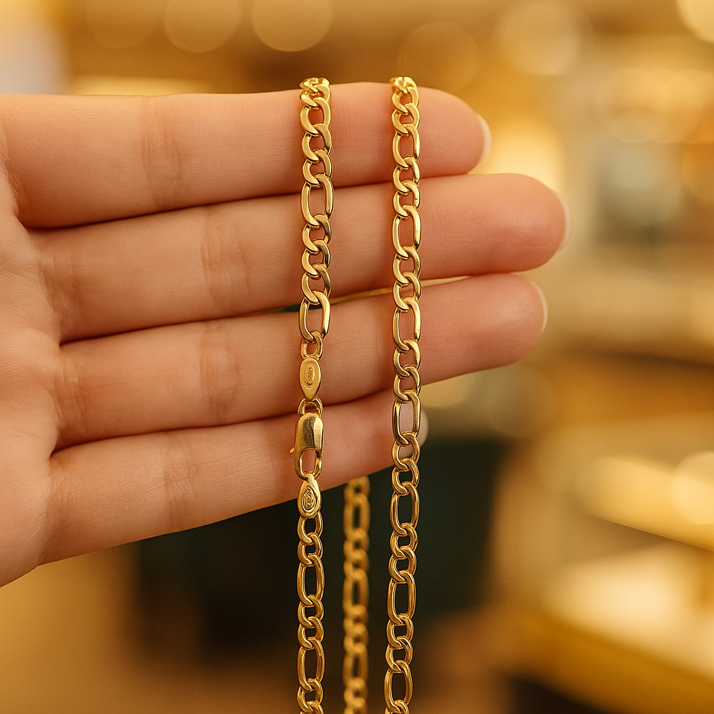 18k Gold Figaro Necklace, Gold Figaro Chain, 18k Gold Necklace, Gold Chain Necklace, Gold Dainty Necklace, Real Gold Necklace, Gift for Bf