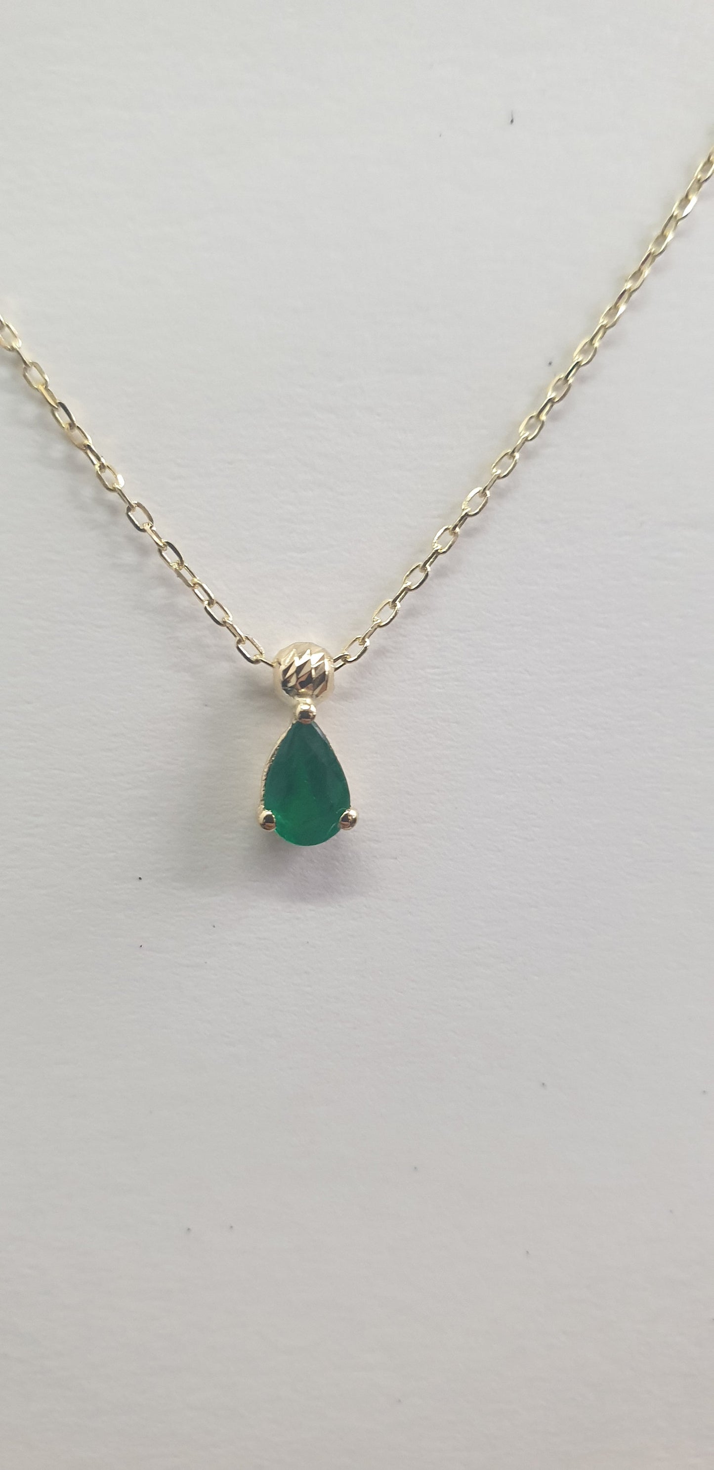 18k Gold Necklace Natural Emerald Pendant, 18K Solid Gold Necklace, Natural Emerald Pendant, Emerald stone, Genuine stones, Gift for her