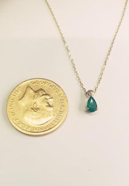 Green Emerald Pendant 18k Necklace, 18K Solid Gold Necklace, Natural Emerald Pendant, Emerald stone, Real Gold, Genuine stones, Christmas Gi