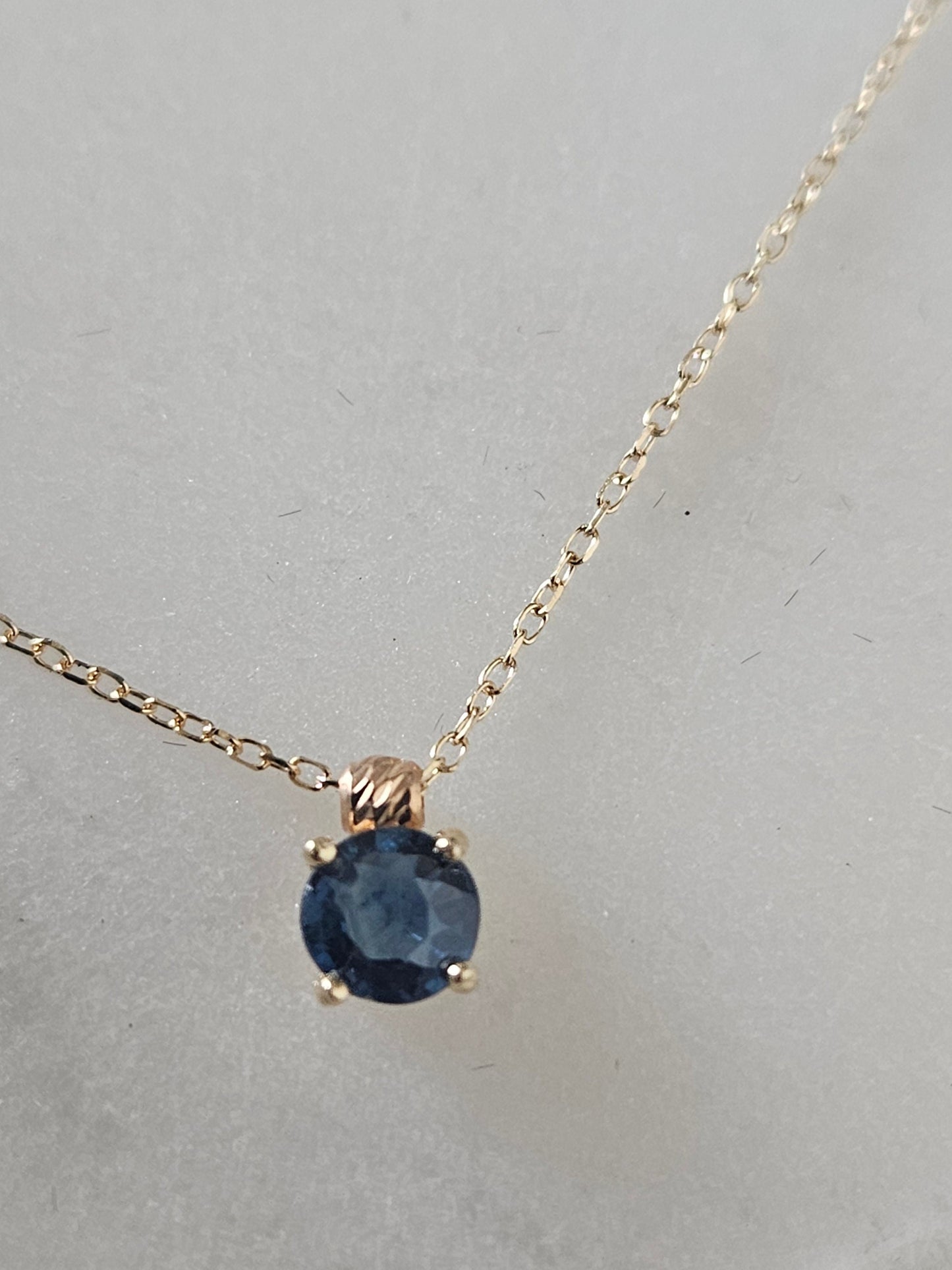 Gold Necklace Sapphire Pendant, 18k Sapphire , 18k Minimalist Round Real Sapphire Birthstone Pendant, Gift for Mother's Day, Gift for her