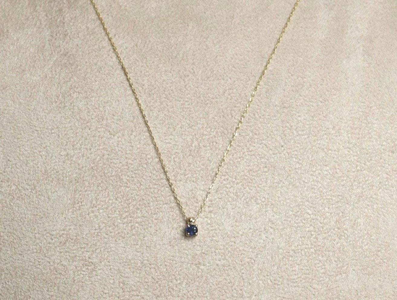 Sapphire Necklace 18k Gold, Bleu pendant, 18k Minimalist Real Sapphire, Birthstone Pendant, Perfect Gift for Mother's Day, Gift for her