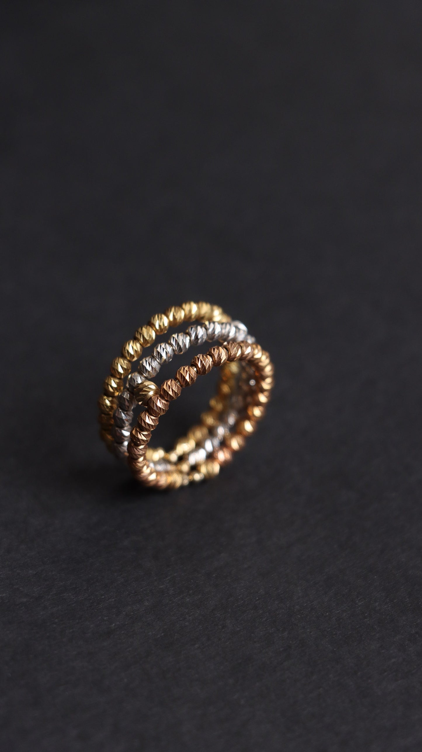 18k Gold Bead Ring tri color yellow white pink, Real Solid Gold Balls, Gold Jewelry Lovers, 18k Bead Ring , Ring For Every Day, Gift for her