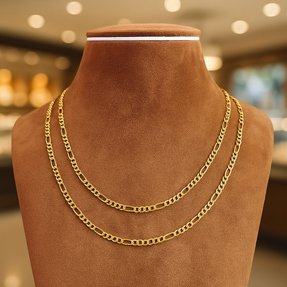 18k Gold Figaro Necklace, Gold Figaro Chain, 18k Gold Necklace, Gold Chain Necklace, Gold Dainty Necklace, Real Gold Necklace, Gift for Bf