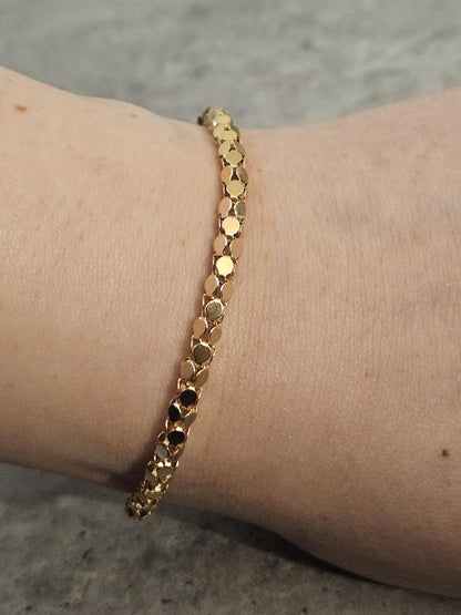 18k Real Yellow Gold Bracelet, Luxurious 18Kt Solid Gold Jewelry, Jewelry, Elegant 18Kt Solid Gold Bracelet, Gift for Her