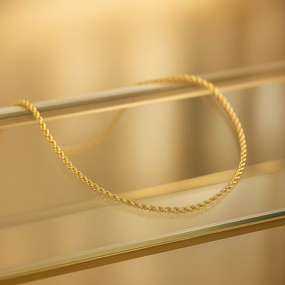 18k Rope Chain Gold Necklace, 18k Twist Chain, Women's Gold Jewelry, Ladies Gold Chain, Man Gold Chain, Chain for Layering, Gift for her him
