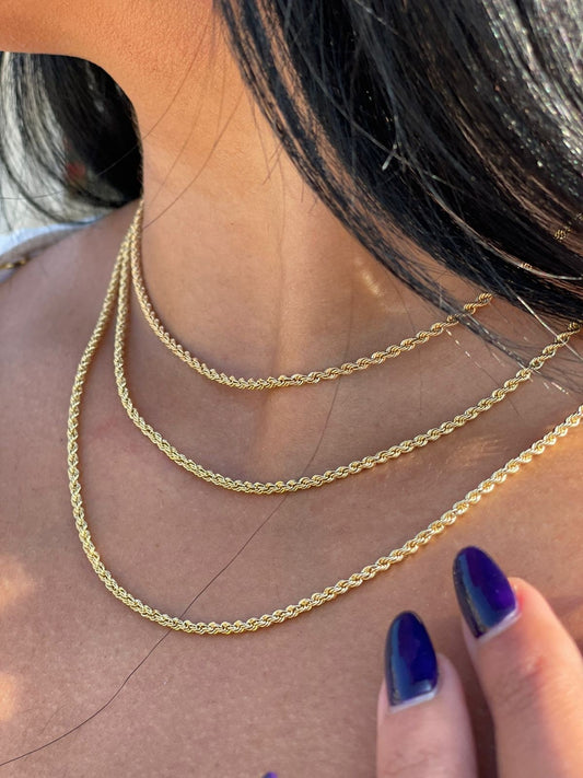 18k Gold Necklace, Rope Chain Necklace, Gold Rope Chain, Solid Gold Rope Chain, Real Gold Necklace, Dainty Gold Necklace, Anniversary Gift