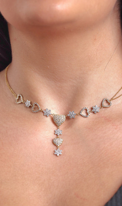 18k Solid Gold Necklace Chain Hearts, Gold necklaces for women, Women's Jewelry, Jewellery Design, Real Gold, Gift for Her