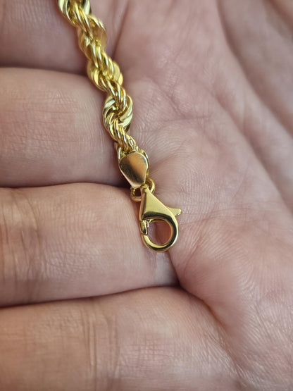 18k Rope Gold Bracelet, Rope Chain Bracelet, Gold Rope Chain, Solid Rope Chain, Real Gold Bracelet, Dainty Gold Bracelet, Anniversary Gift