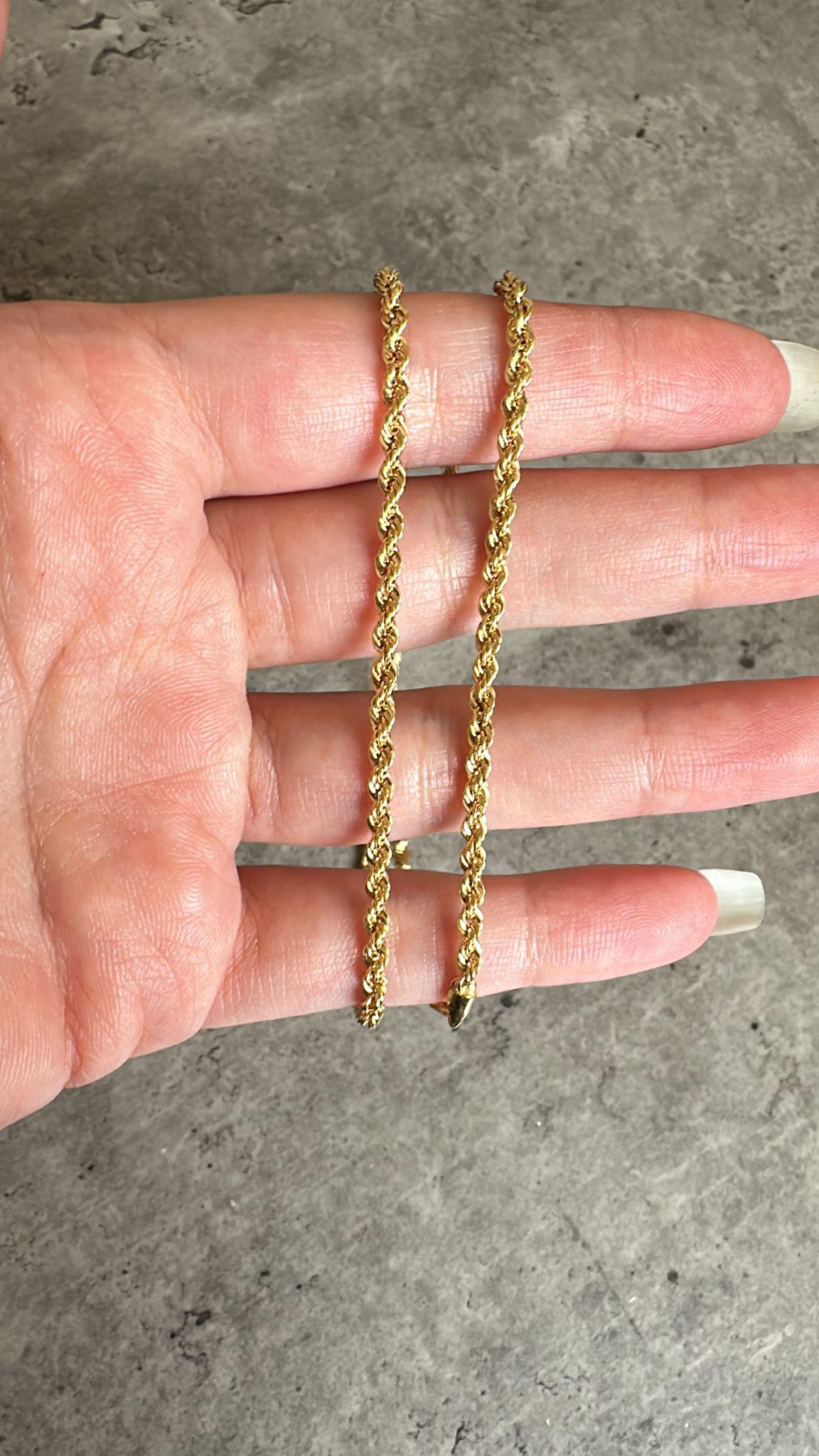 18k Gold Necklace, Rope Chain Necklace, Gold Rope Chain, Solid Gold Rope Chain, Real Gold Necklace, Dainty Gold Necklace, Anniversary Gift