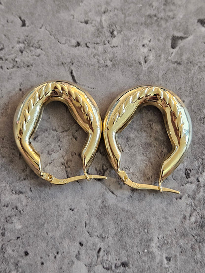18K earrings gold hoop yellow real solid gold, high quality, genuine gold, real solid gold, gold earrings Italian gold, gift for her