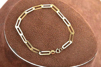 Paperclip Bracelet 18k Solid Gold Chain Bracelet, Dainty Chain, In Trend Chain Bracelet in Gold, Delicate / NOT HOLLOW!, Gift for Her