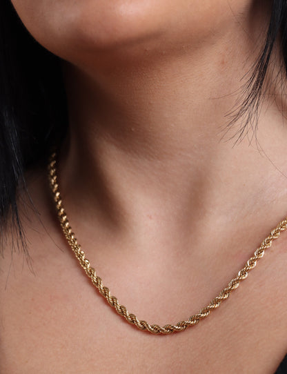 18k Necklace Solid Gold, 18k Rope Chain, Women's Gold Jewelry, Ladies Gold Chain, Man Gold Chain, Chain for Layering, Gift for her him