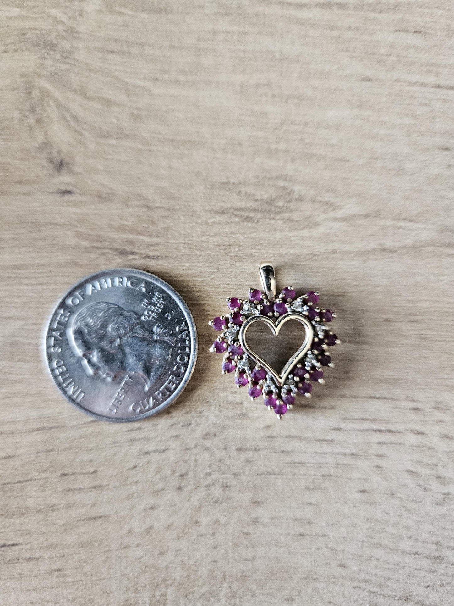 10k red Gem Heart Pendant • Dainty Love Necklace • Romantic Gift for Her • Vintage-Inspired Jewelry • Valentine's Day Charm