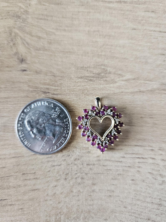 10k red Gem Heart Pendant • Dainty Love Necklace • Romantic Gift for Her • Vintage-Inspired Jewelry • Valentine's Day Charm