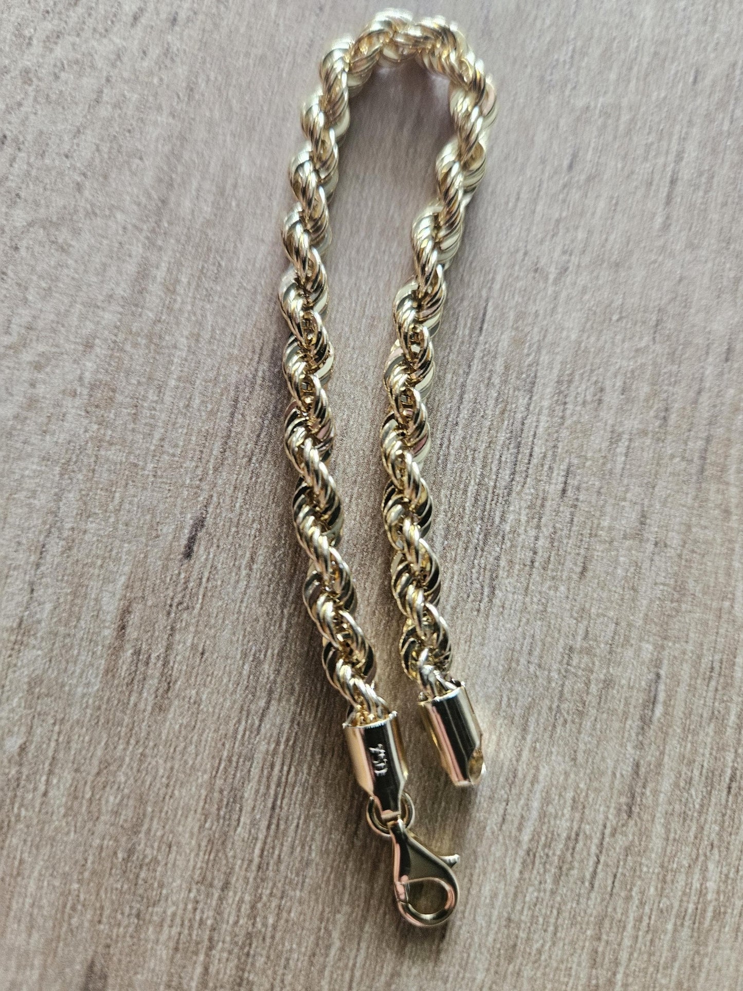 18k Rope Gold Bracelet, Rope Chain Bracelet, Gold Rope Chain, Solid Rope Chain, Real Gold Bracelet, Dainty Gold Bracelet, Anniversary Gift