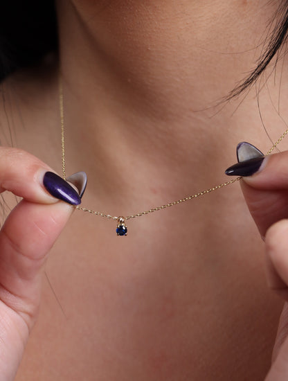 Sapphire Necklace 18k Gold, Bleu pendant, 18k Minimalist Real Sapphire, Birthstone Pendant, Perfect Gift for Mother's Day, Gift for her