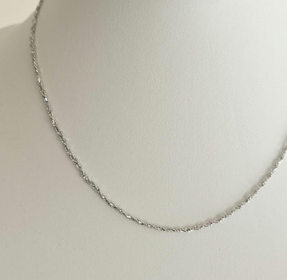 18k White Gold Cuban link Chain Necklace, Solid Curb Necklace Chain 18kt Real Gold Cuban, Genuine Authentic Gold Necklace, Gift for him her