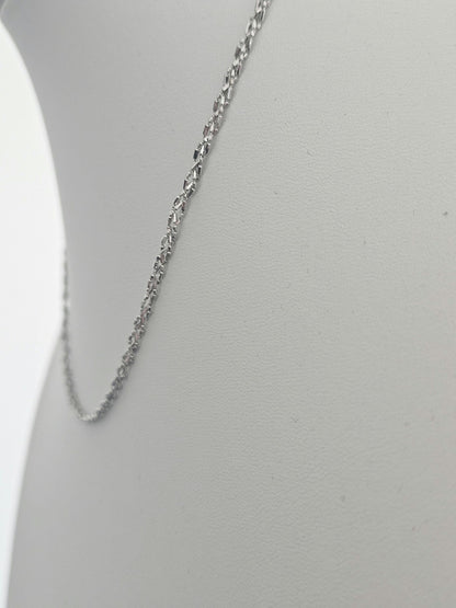 18k White Gold Cuban link Chain Necklace, Solid Curb Necklace Chain 18kt Real Gold Cuban, Genuine Authentic Gold Necklace, Gift for him her