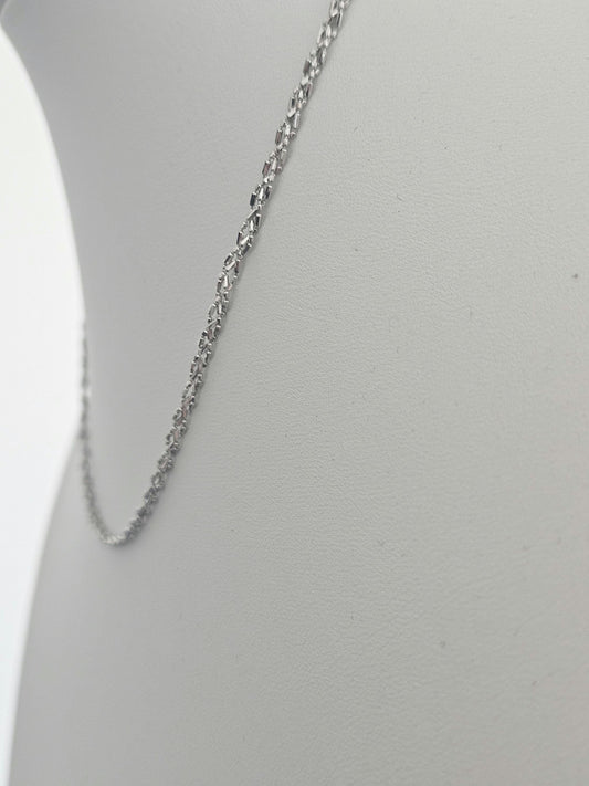 18k White Gold Cuban link Chain Necklace, Solid Curb Necklace Chain 18kt Real Gold Cuban, Genuine Authentic Gold Necklace, Gift for him her