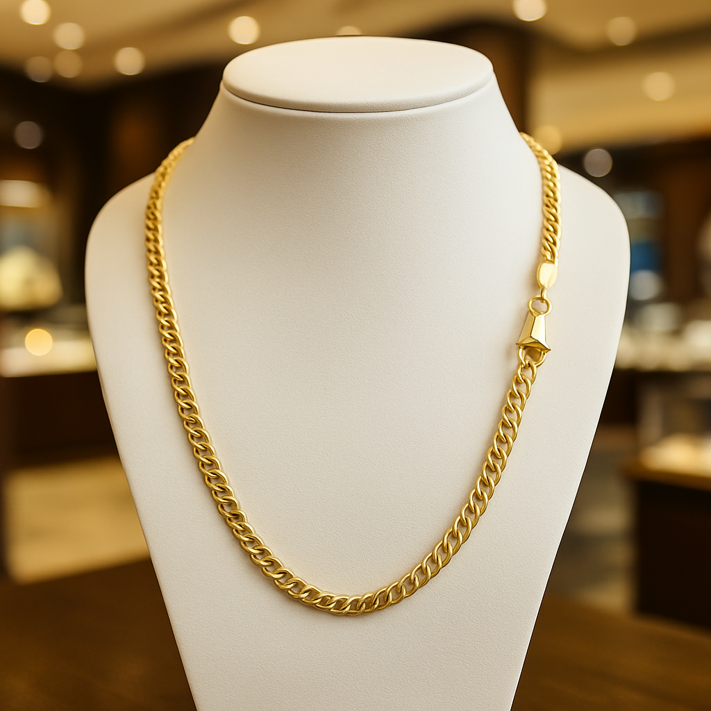 18k Solid Gold Cuban link Chain Necklace, Curb Necklace Chain 18kt Real Gold Cuban , Genuine Authentic Gold chain Necklace, Gift for him her