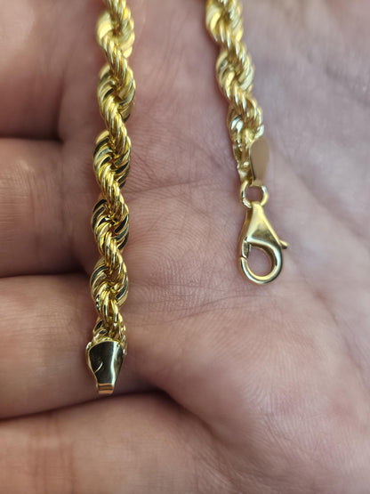 18k Rope Gold Bracelet, Rope Chain Bracelet, Gold Rope Chain, Solid Rope Chain, Real Gold Bracelet, Dainty Gold Bracelet, Anniversary Gift