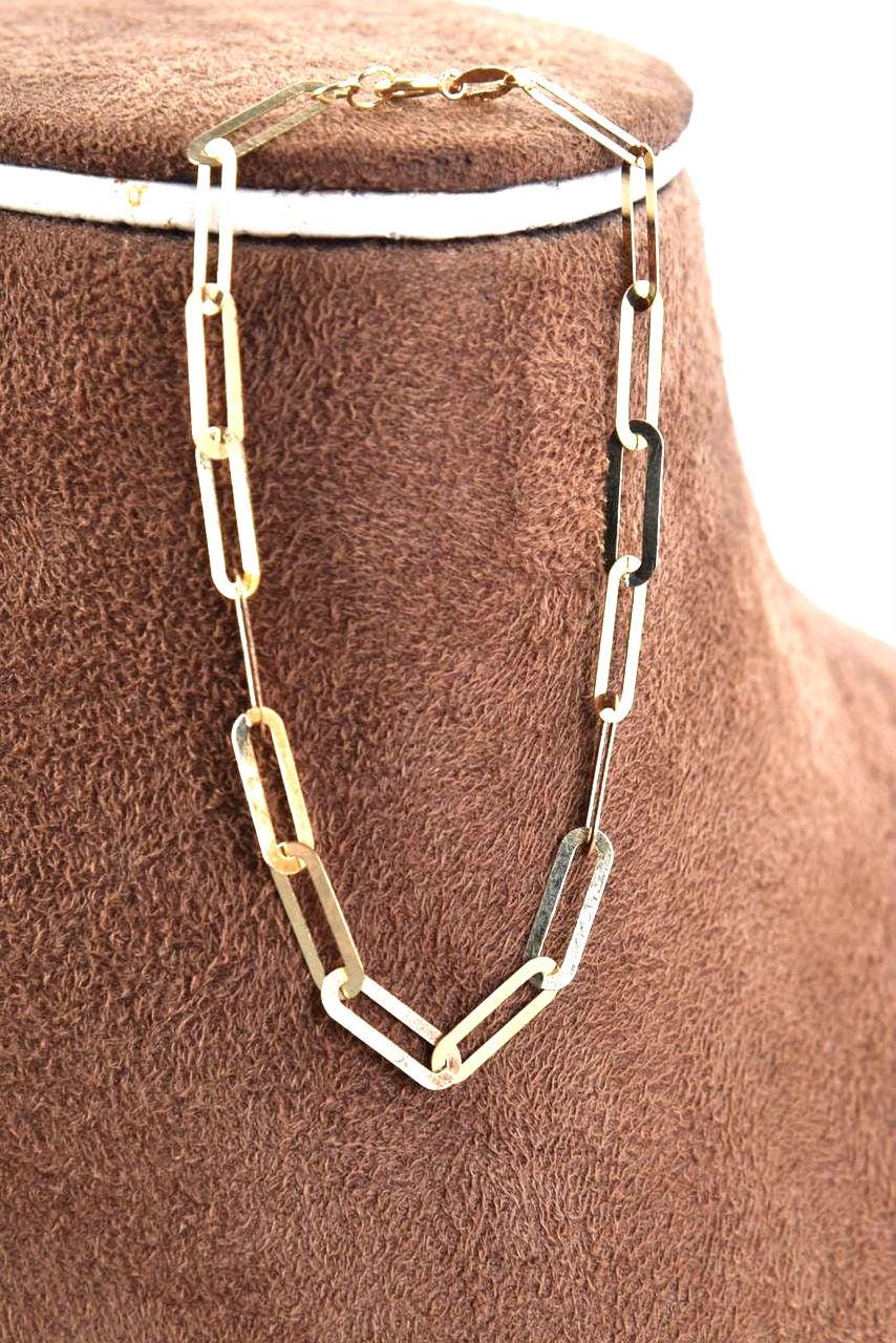 Paperclip Bracelet 18k Solid Gold Chain Bracelet, Dainty Chain, In Trend Chain Bracelet in Gold, Delicate / NOT HOLLOW!, Gift for Her