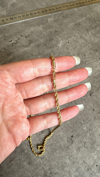 18k Necklace Solid Gold, 18k Rope Chain, Women's Gold Jewelry, Ladies Gold Chain, Man Gold Chain, Chain for Layering, Gift for her him