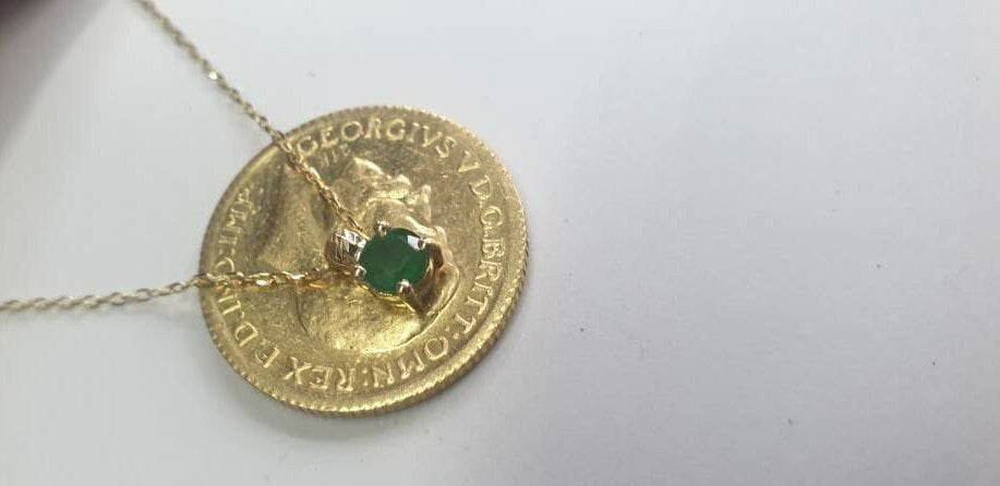 18K Solid Gold Necklace, Real Emerald, Natural Emerald Pendant, Emerald stone, Real Gold, Genuine stones, Necklace, May Xmas Gift