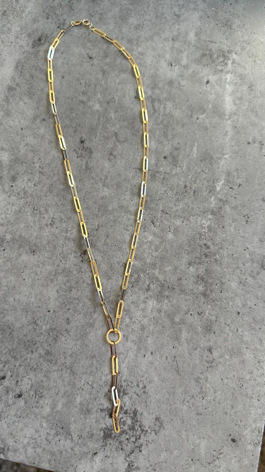 18k Solid Gold Paperclip Necklace, Real 18k Yellow Gold paperclip Chain, Necklaces for Women, Gold Jewelry, Layering Necklaces, Gift for Her