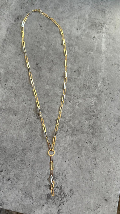 18k Solid Gold Paperclip Necklace, Real 18k Yellow Gold paperclip Chain, Necklaces for Women, Gold Jewelry, Layering Necklaces, Gift for Her