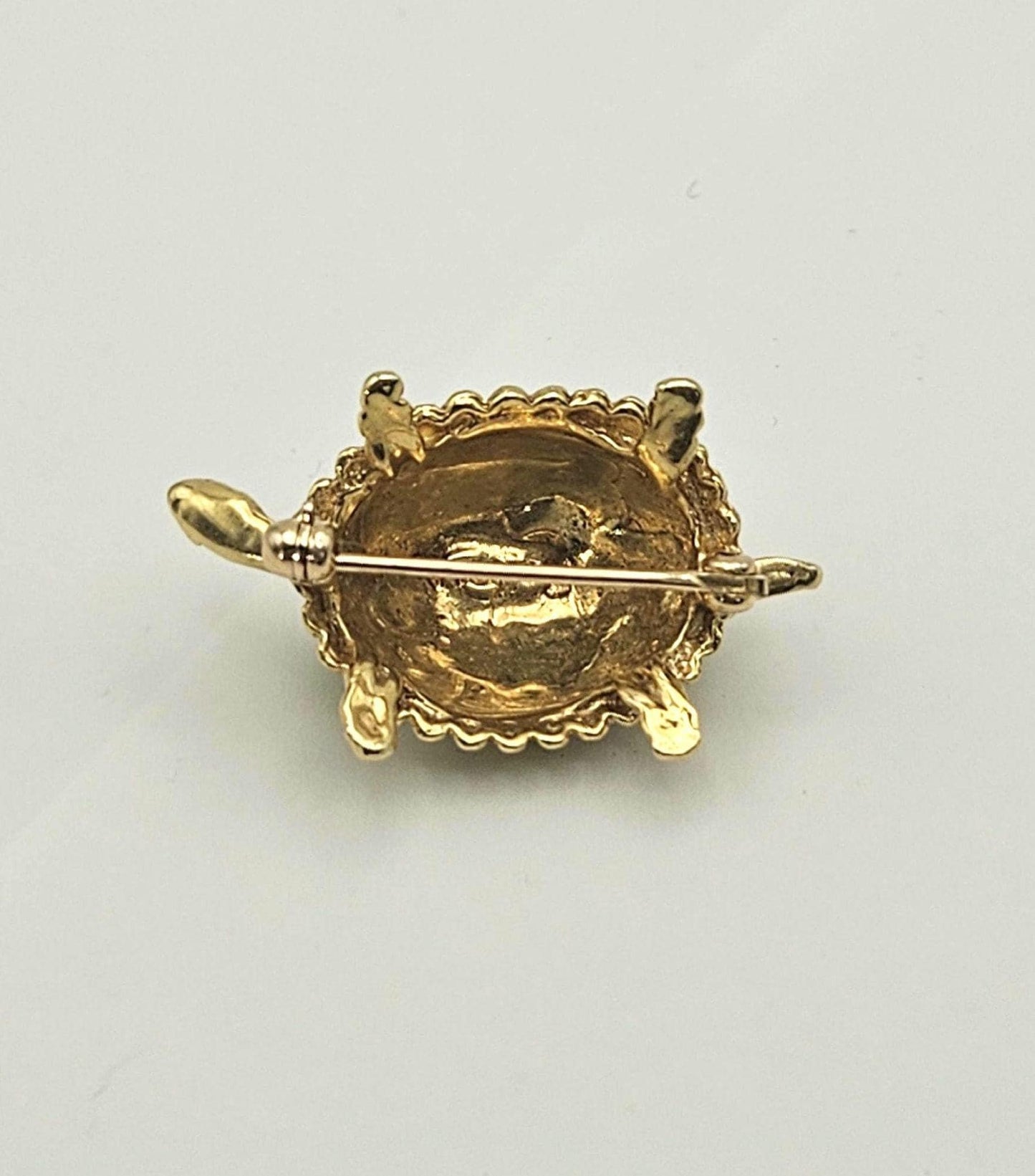 Vintage 18k Gold Turtle Brooch: Blue & Green Enamel Shell