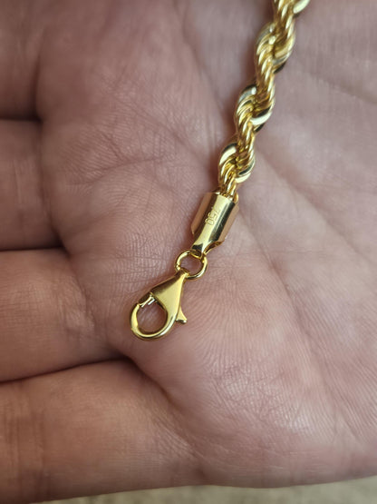 18k Rope Gold Bracelet, Rope Chain Bracelet, Gold Rope Chain, Solid Rope Chain, Real Gold Bracelet, Dainty Gold Bracelet, Anniversary Gift