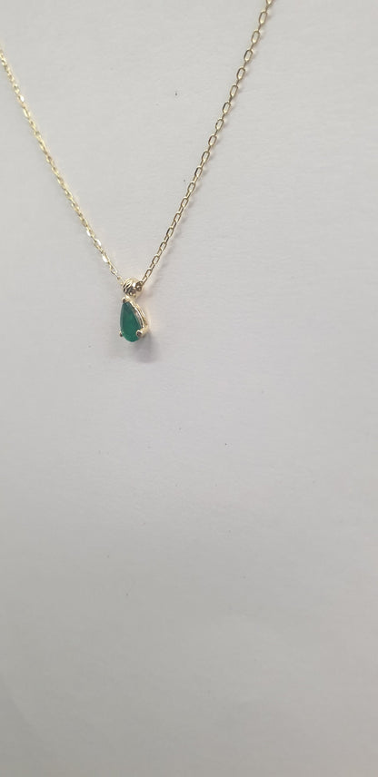 18k Gold Necklace Natural Emerald Pendant, 18K Solid Gold Necklace, Natural Emerald Pendant, Emerald stone, Genuine stones, Gift for her
