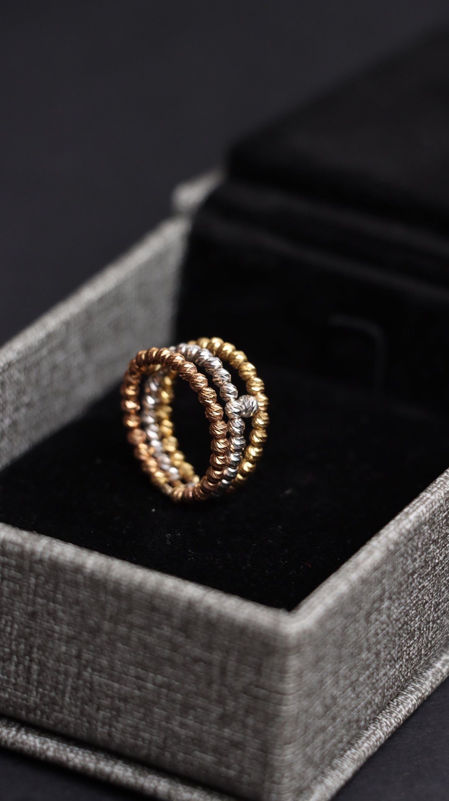 18k Gold Bead Ring tri color yellow white pink, Real Solid Gold Balls, Gold Jewelry Lovers, 18k Bead Ring , Ring For Every Day, Gift for her