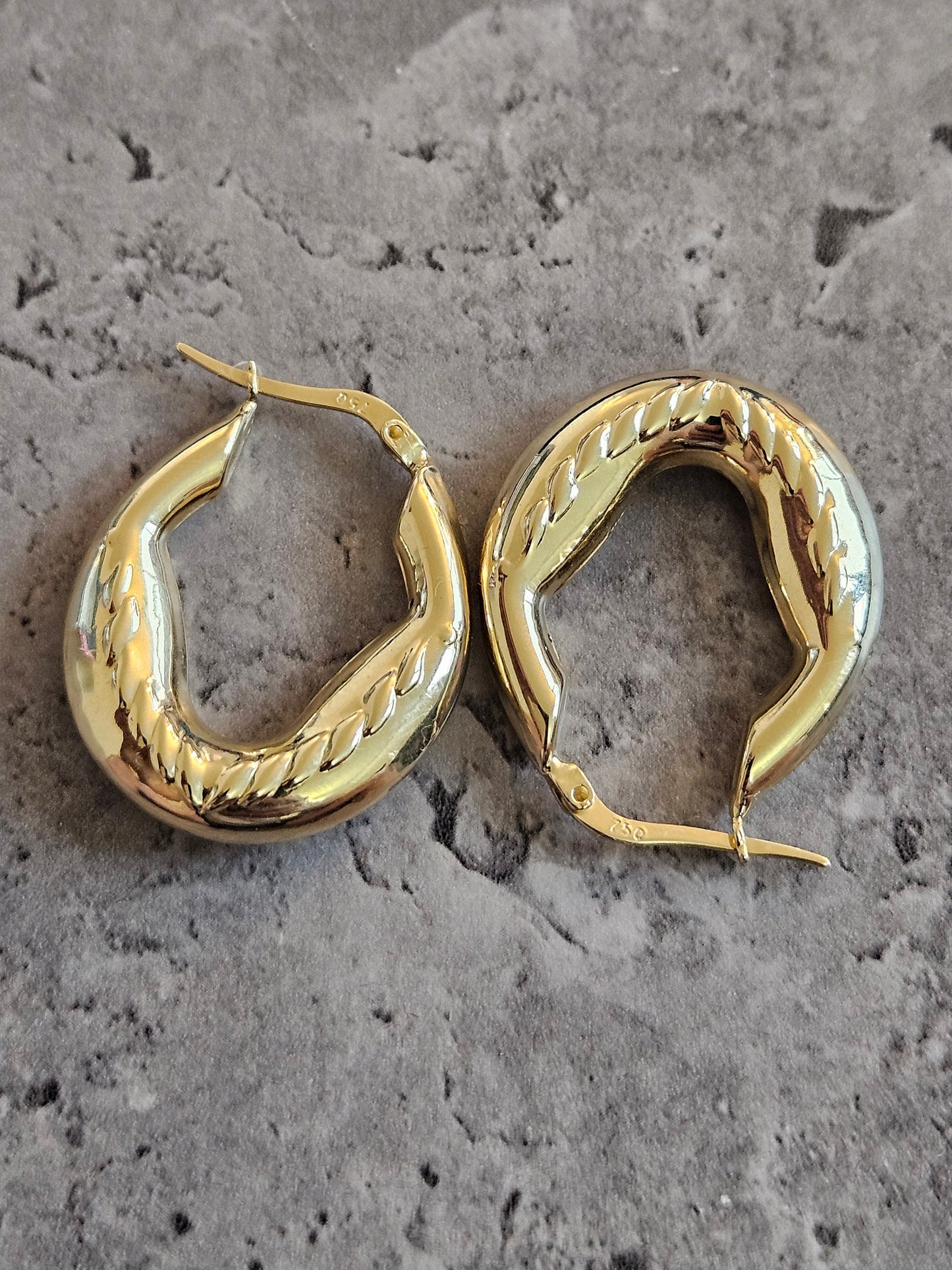 18K earrings gold hoop yellow real solid gold, high quality, genuine gold, real solid gold, gold earrings Italian gold, gift for her