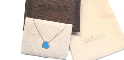 18k Gold Necklaces Blue Gold Heart Pendant, Gold Chain Heart Love Pendant, Jewelry For Womens, Necklace with gold pendant, Gift for her