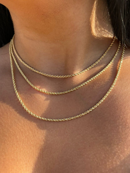 18k Gold Necklace, Rope Chain Necklace, Gold Rope Chain, Solid Gold Rope Chain, Real Gold Necklace, Dainty Gold Necklace, Anniversary Gift