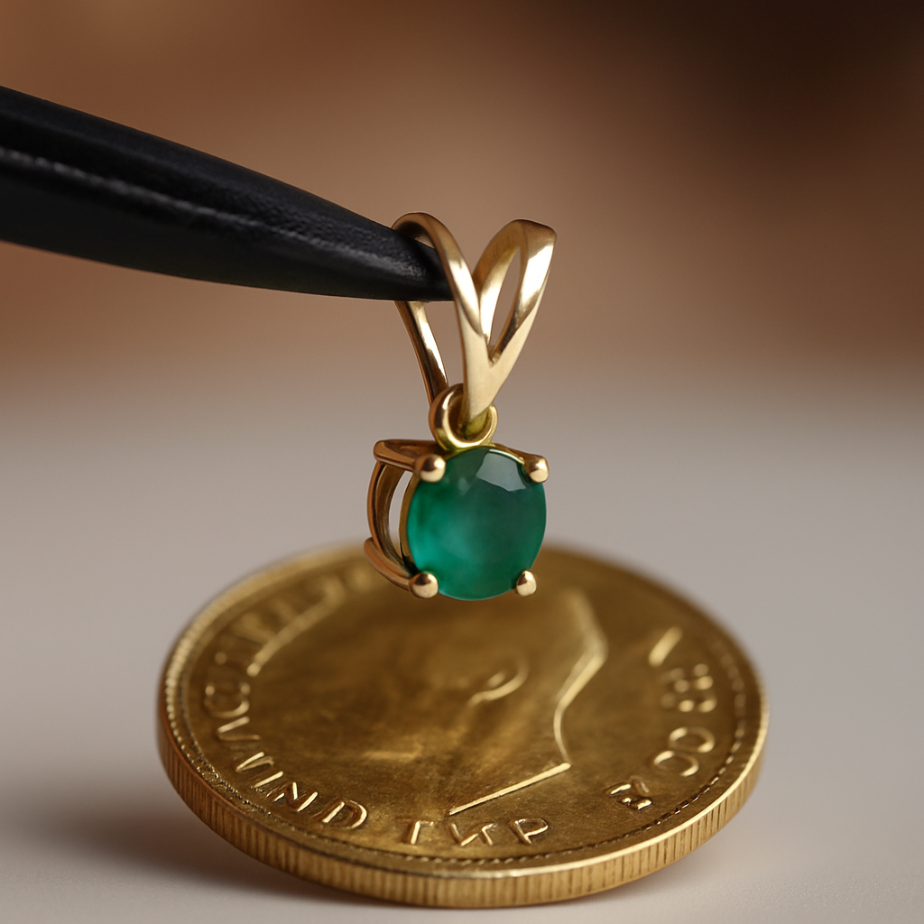 Emerald Green Pendant Gold , 18k Emerald Pendant, May Birthstone, Real Gold, Green Emerald, Natural Emerald Pendant, Gift for her