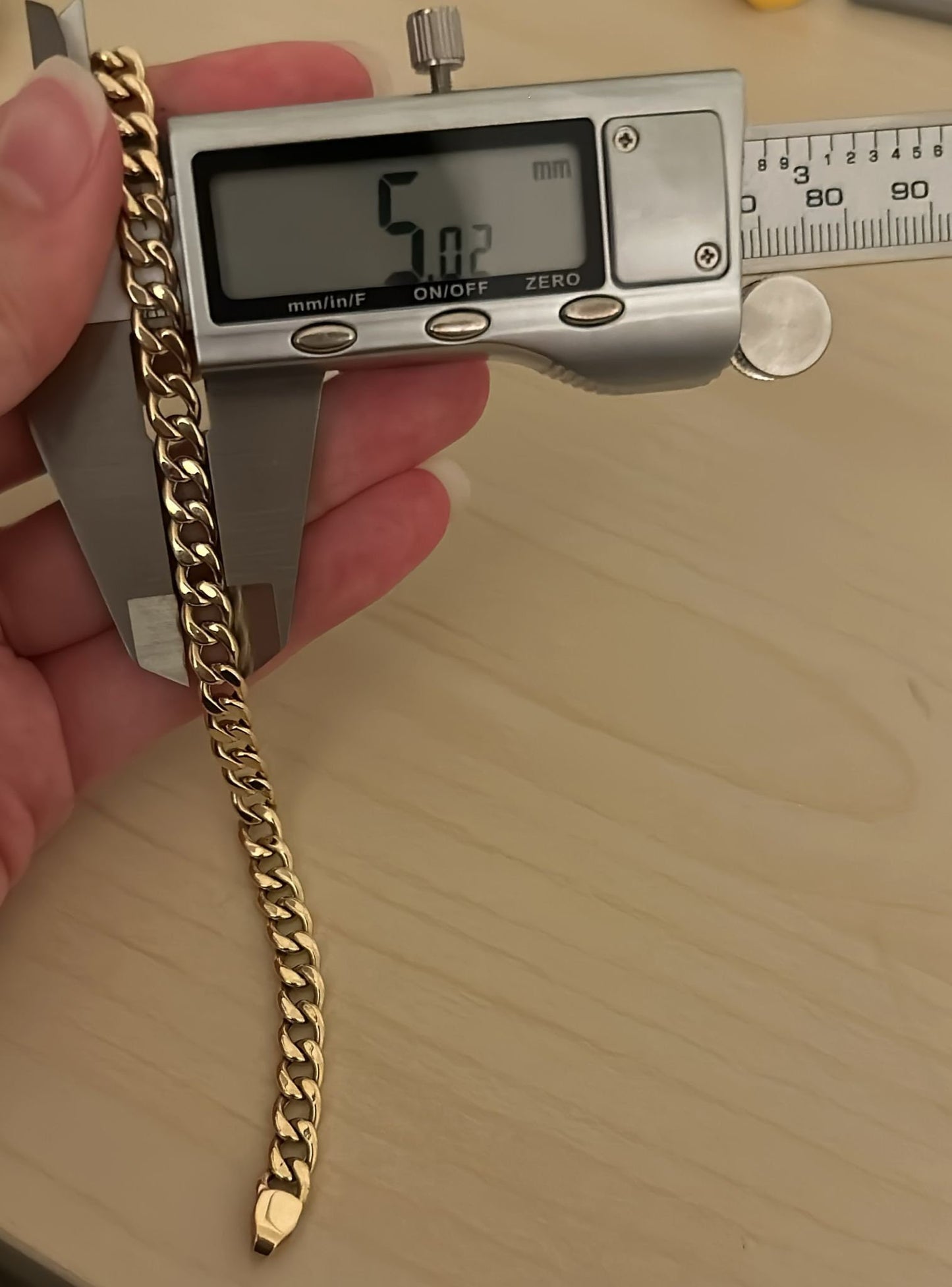 18K Curb Real Gold Chain Bracelets, Solid 18K Gold Miami Cuban Links Bracelets, 5 MM Thick Real Gold Bracelet for Him/Her, Birthday Gift!