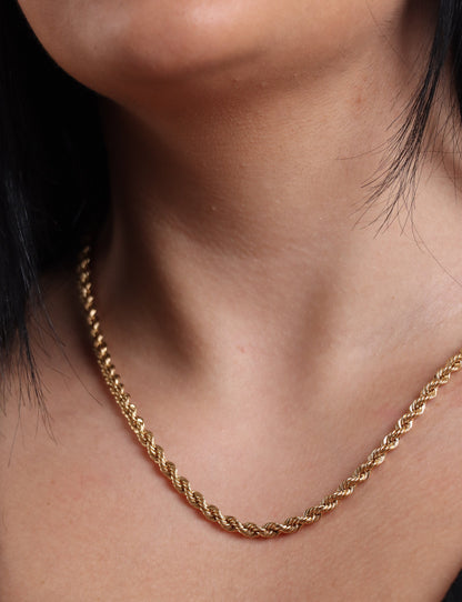 18k Necklace Solid Gold, 18k Rope Chain, Women's Gold Jewelry, Ladies Gold Chain, Man Gold Chain, Chain for Layering, Gift for her him