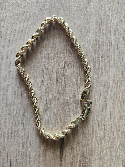 18k Rope Gold Bracelet, Rope Chain Bracelet, Gold Rope Chain, Solid Rope Chain, Real Gold Bracelet, Dainty Gold Bracelet, Anniversary Gift