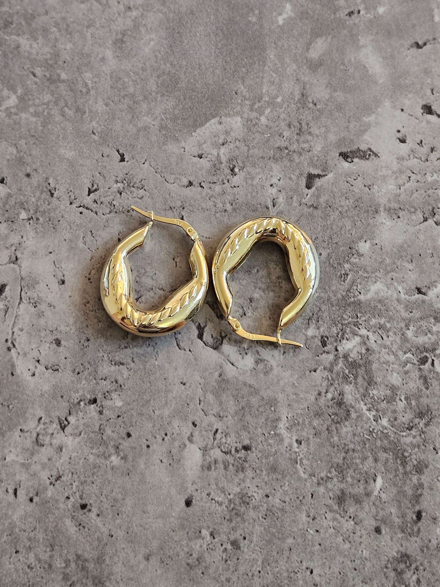 18K earrings gold hoop yellow real solid gold, high quality, genuine gold, real solid gold, gold earrings Italian gold, gift for her