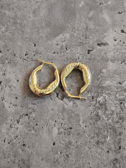 18K earrings gold hoop yellow real solid gold, high quality, genuine gold, real solid gold, gold earrings Italian gold, gift for her