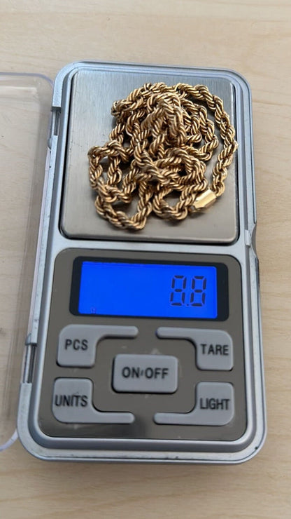 18k Necklace Solid Gold, 18k Rope Chain, Women's Gold Jewelry, Ladies Gold Chain, Man Gold Chain, Chain for Layering, Gift for her him