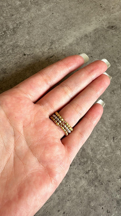 18k Gold Bead Ring tri color yellow white pink, Real Solid Gold Balls, Gold Jewelry Lovers, 18k Bead Ring , Ring For Every Day, Gift for her