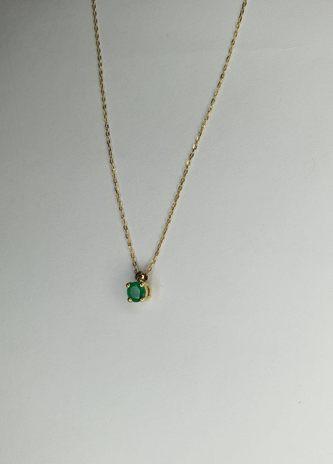 18K Solid Gold Necklace, Real Emerald, Natural Emerald Pendant, Emerald stone, Real Gold, Genuine stones, Necklace, May Xmas Gift