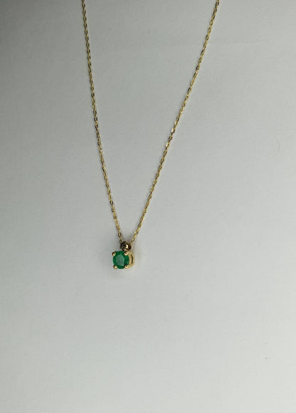 18K Solid Gold Necklace, Real Emerald, Natural Emerald Pendant, Emerald stone, Real Gold, Genuine stones, Necklace, May Xmas Gift